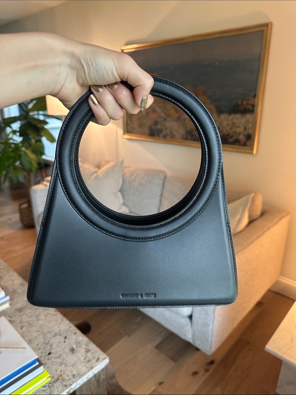 Charles & Keith Black Circular-Handle Mini Bag - Picture 2 of 5